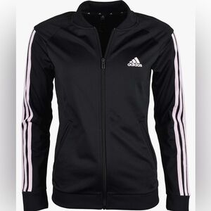 Adidas Black Track Jacket with Pink Stripes